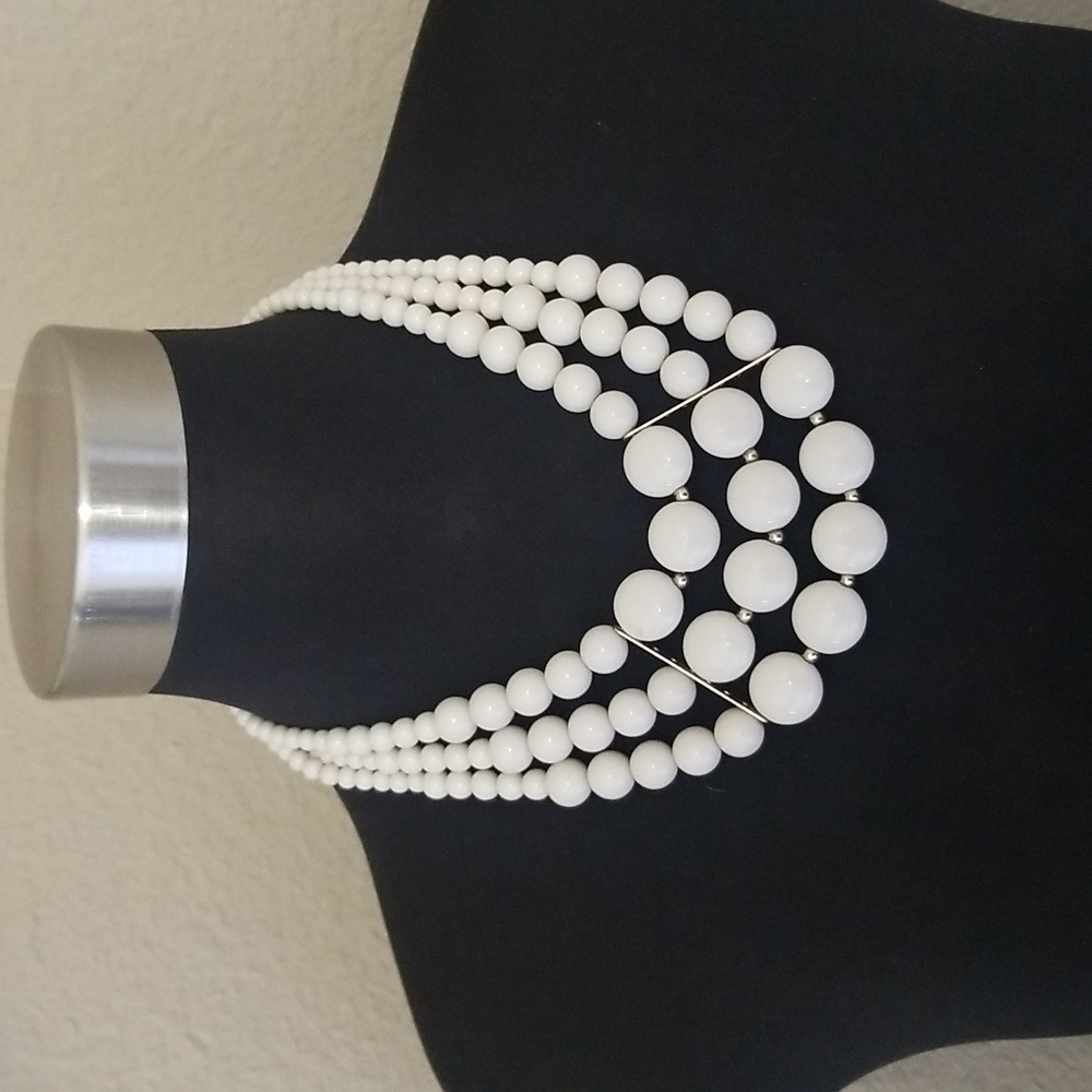 Gold Ivory Bead Multi Strand Necklace